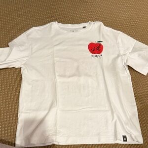 Boggi men White Tee with Red Apple Graphic